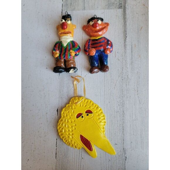 Vintage Sesame Street Bert Ernie Big Bird set ornament Xmas - Picture 1 of 7